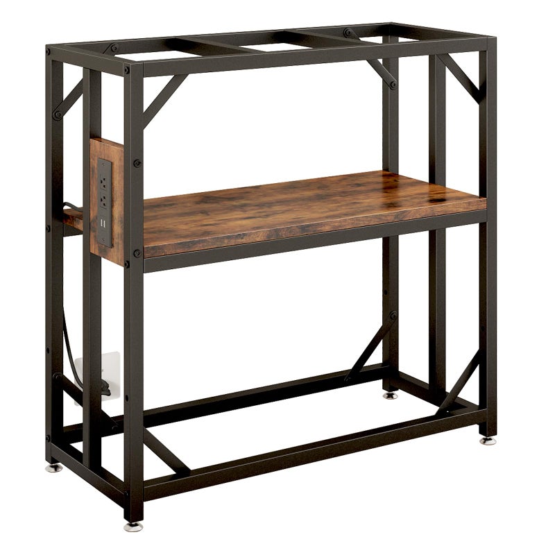 METYERRY 20-29-37 Gallon Fish Tank Stand with Power Outlet,Adjustable Aquarium Stand, Heavy Duty Terrarium Stand,Metal Frame Reptile Turtle Tank Stand Suitable for Home Office,600LBS Capacity, Rustic Brown - Image 1