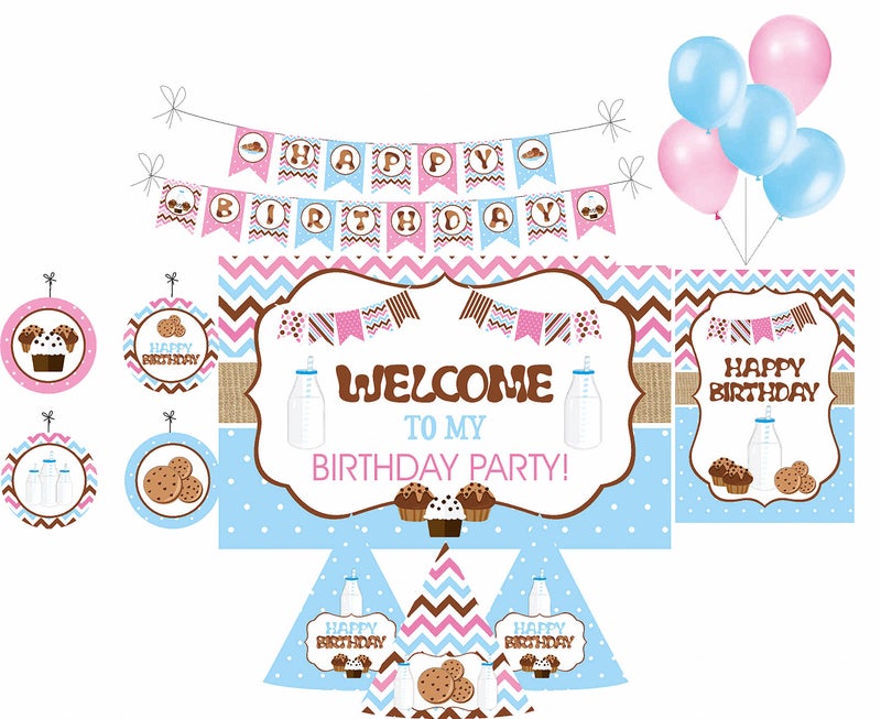 Pretty Ur Party Milk and Cookies Party Decorations Package - 70 pieces