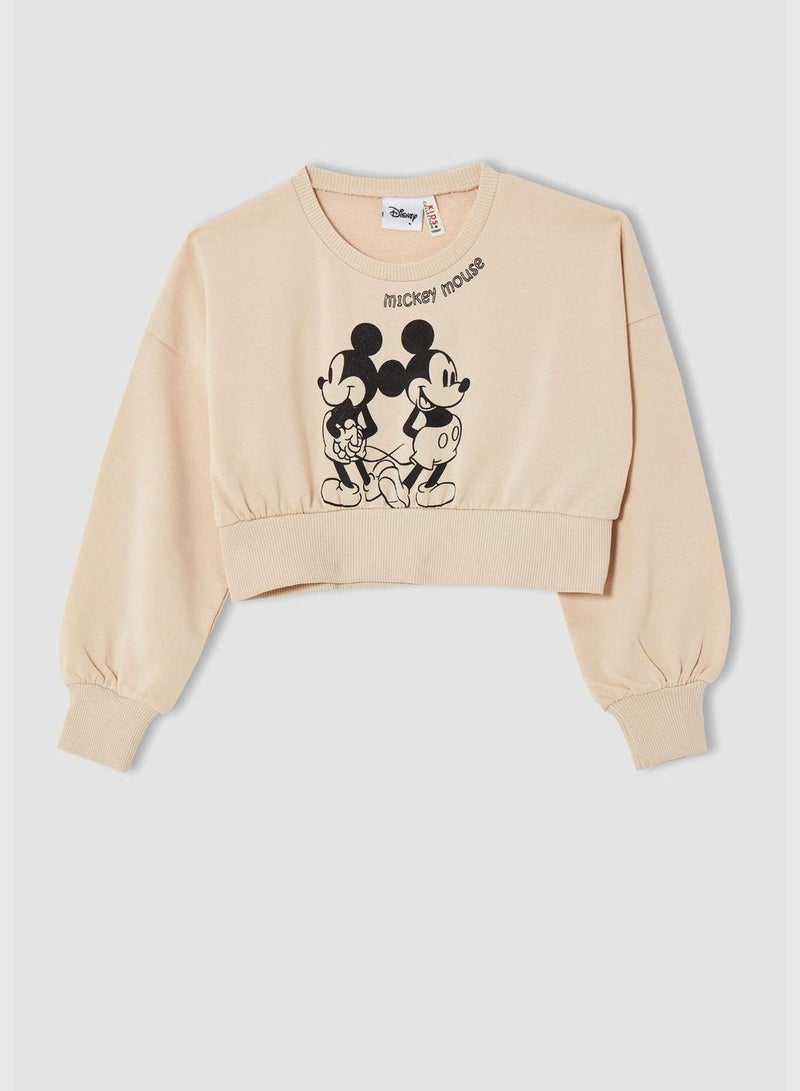 DeFacto Licensed Mickey Mouse Long Sleeve Cropped Sweatshirt  - Image 1