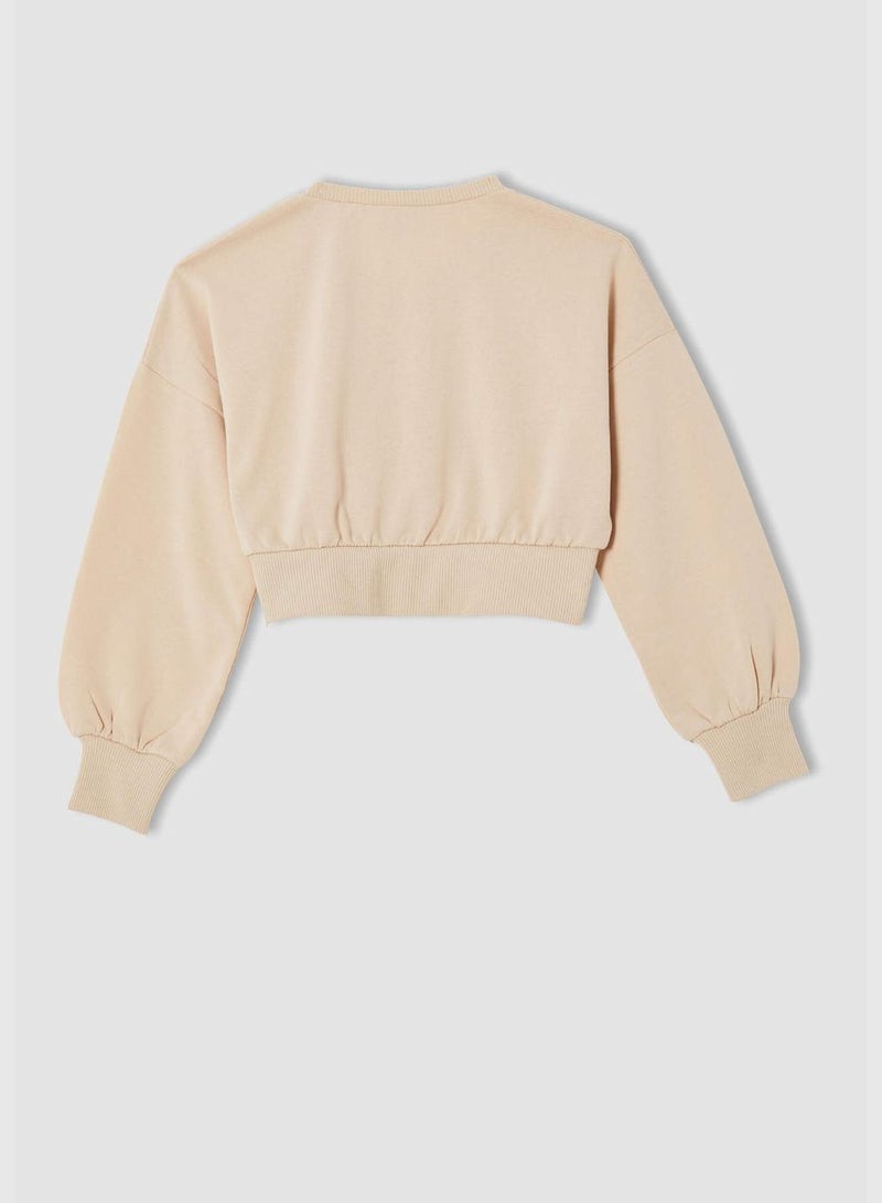 DeFacto Licensed Mickey Mouse Long Sleeve Cropped Sweatshirt  - Image 4