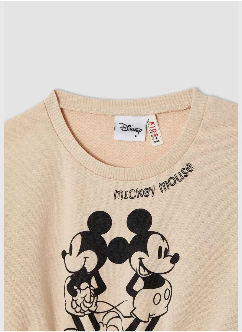 DeFacto Licensed Mickey Mouse Long Sleeve Cropped Sweatshirt