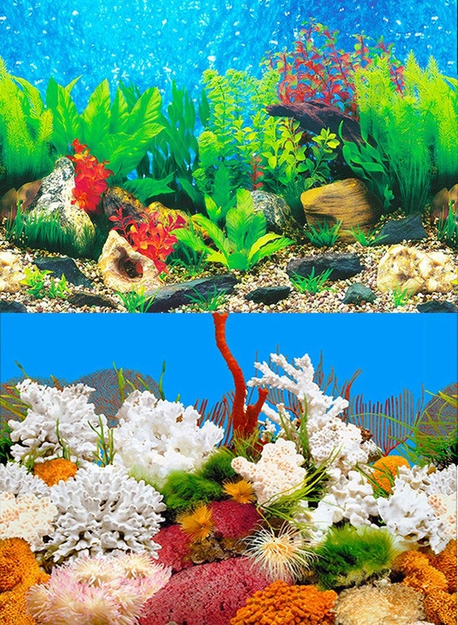 ELEBOX New 20" x 48" Fish Tank Background 2 Sided River Bed & Lake Background Aquarium - Image 1