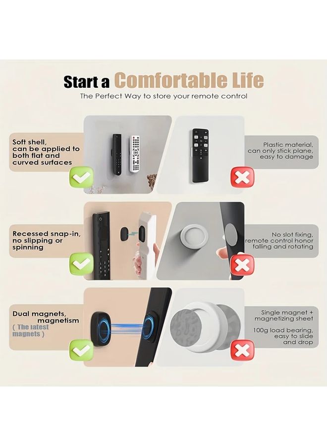 2pcs Black Remote Control Holder Wall Mounted Self Adhesive For TV Fan Air Conditioner - Image 3