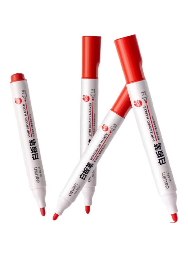 Deli Thick Erasable Whiteboard Markers, Durable And Long-Lasting, For Office, Stationery, Meetings, Teachers, Training And Teaching, Red, 10 Pieces/Box, P06817 - Image 2