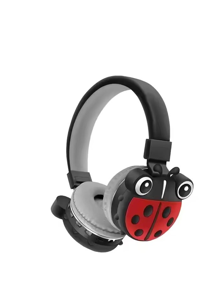 Ladybug Kids' Bluetooth Headphones; Children's Bluetooth Headphones with MP3 and FM Support; Rechargeable Battery; Included Data Cable; Comfortable and Safe Design; High-Quality Kids' Bluetooth Headphones - Image 1