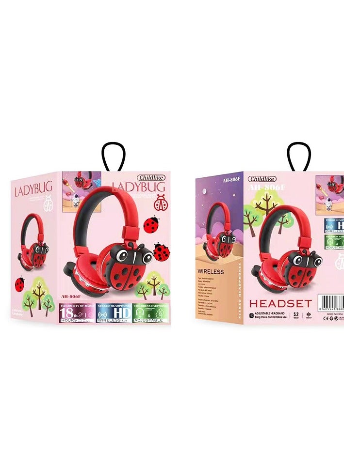 Ladybug Kids' Bluetooth Headphones; Children's Bluetooth Headphones with MP3 and FM Support; Rechargeable Battery; Included Data Cable; Comfortable and Safe Design; High-Quality Kids' Bluetooth Headphones - Image 3