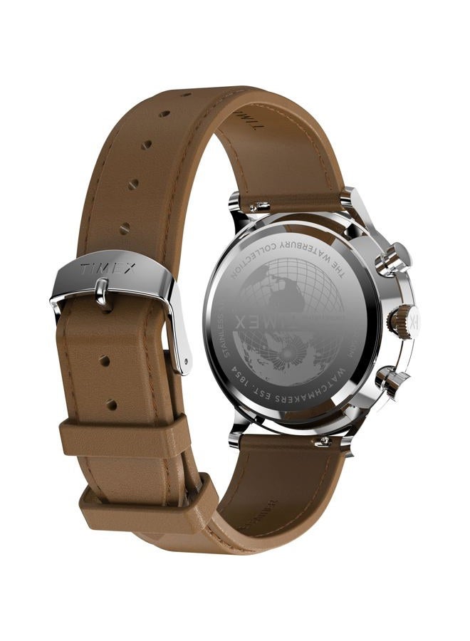 TIMEX Men's Waterbury Classic 40mm Watch - Brown Strap Black Dial Stainless Steel Case, Brown - Image 5