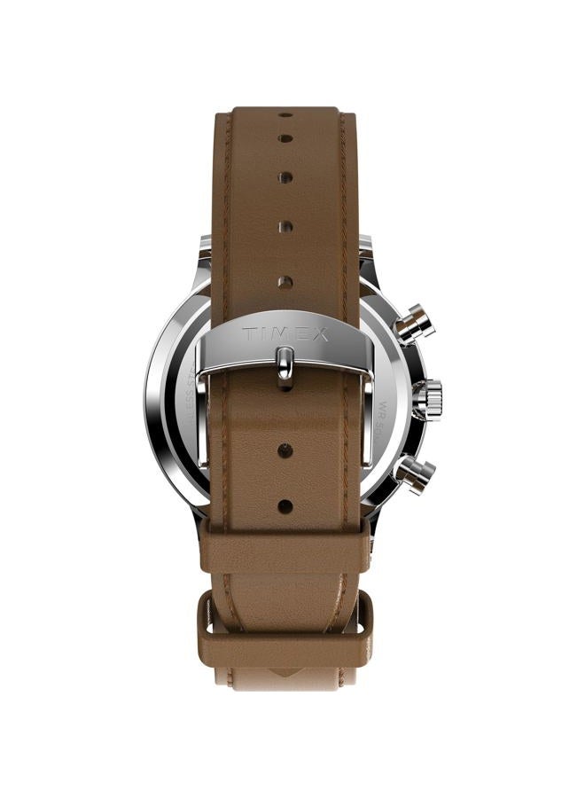 TIMEX Men's Waterbury Classic 40mm Watch - Brown Strap Black Dial Stainless Steel Case, Brown - Image 3