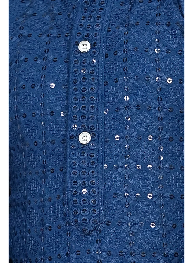 BT DEZINES Boys Blue Chikankari Kurta Pyjama Set
