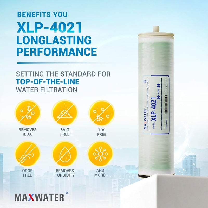 Max Water 4" x 21" Membrane XLP-4021 RO - 600 GPD Extreme Low Pressure for Commercial & Whole House Use, Water Desalination, High Salt Rejection - Compatible with TW30-4021 HF4-4021 (XLP-4021) - Image 5