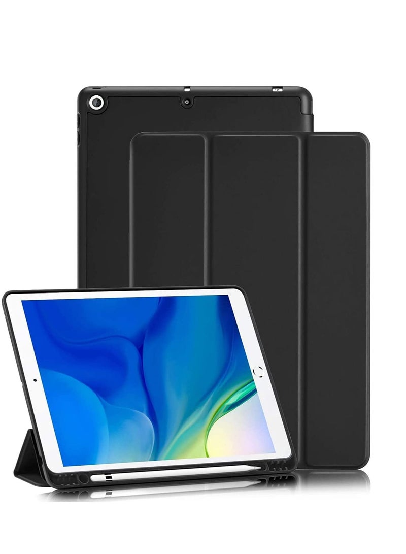 iPad 9th/8th/7th Generation case (2021/2020/2019) iPad 10.2-Inch Case with Pencil Holder [Sleep/Wake] Slim Soft TPU Back Smart Magnetic Stand Protective Cover Cases (Black) - Image 1