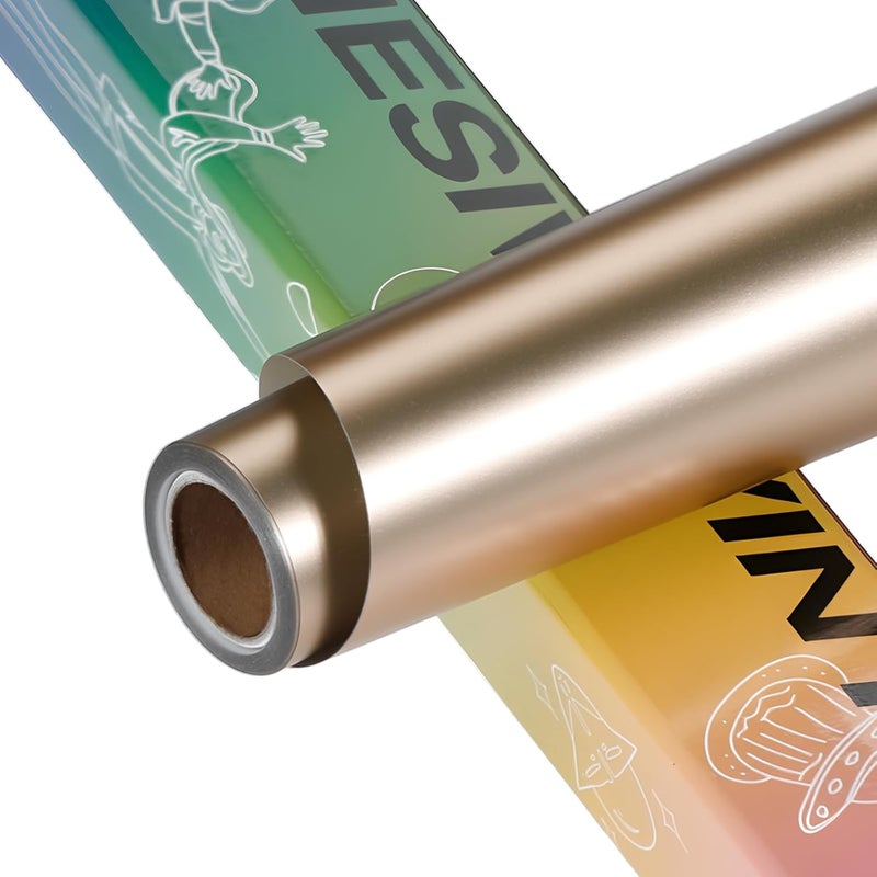 HTVRONT Champagne Gold Metallic Permanent Vinyl - 12" x 6FT Matte Metallic Champagne Gold Vinyl Roll - Easy to Weed & Transfer Home Decor, Party Decoration, Mug, Window - Image 1