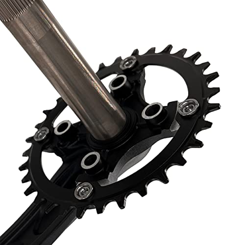 DECKAS 170mm Crankset, 104BCD 32T 34T 36T 38T Round Single Speed Narrow Wide Tooth Chainring and Crank Arm Set for MTB BMX Road Bicycle (Black 36T) - Image 5