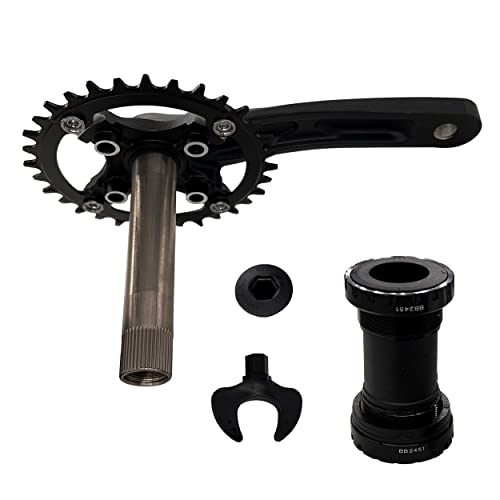DECKAS 170mm Crankset, 104BCD 32T 34T 36T 38T Round Single Speed Narrow Wide Tooth Chainring and Crank Arm Set for MTB BMX Road Bicycle (Black 36T) - Image 4