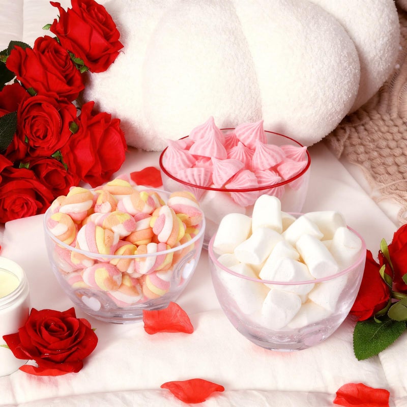 Potchen 3 Pcs Valentine's Day Candy Dish Bowls,14oz Clear Glass Serving Bowls with Heart Icons for Snacks Dessert Cookies Table Decor Office Desk Galentine's Day Party Favors - Image 2