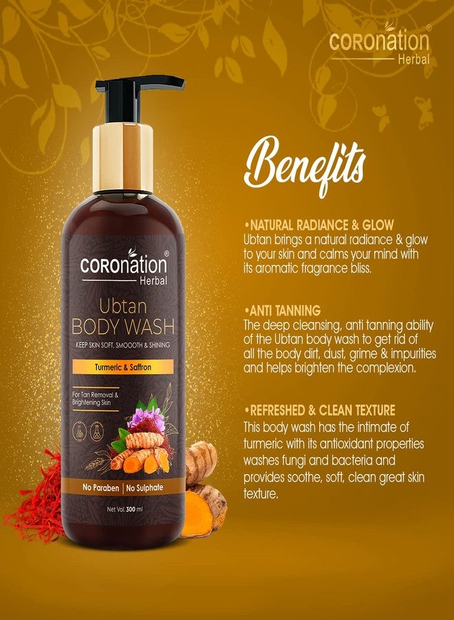 COROnation Herbal Unisex Ubtan Body Wash With Turmeric & Saffron For Men and Women - 300 ml X 2 Combo (Pack of 2) | Shower Gel For Glowing Skin - Image 3
