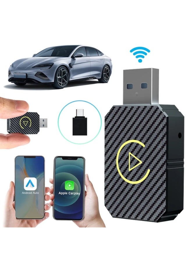 Kiboule - Wireless Android Auto CarPlay Adapter 2 in 1 Wired to Wireless USB Dongle s for iPhone iOS 10+/Android 11+ - Image 1