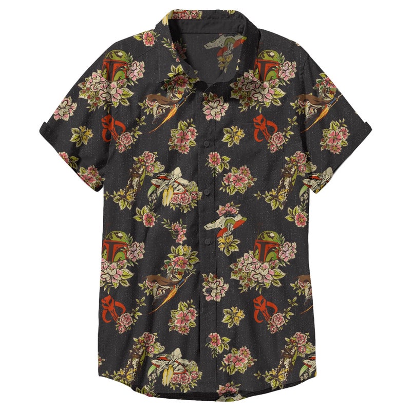 Star Wars Young Men's Fett Floral T-Shirt, Black, X-Large - Image 1