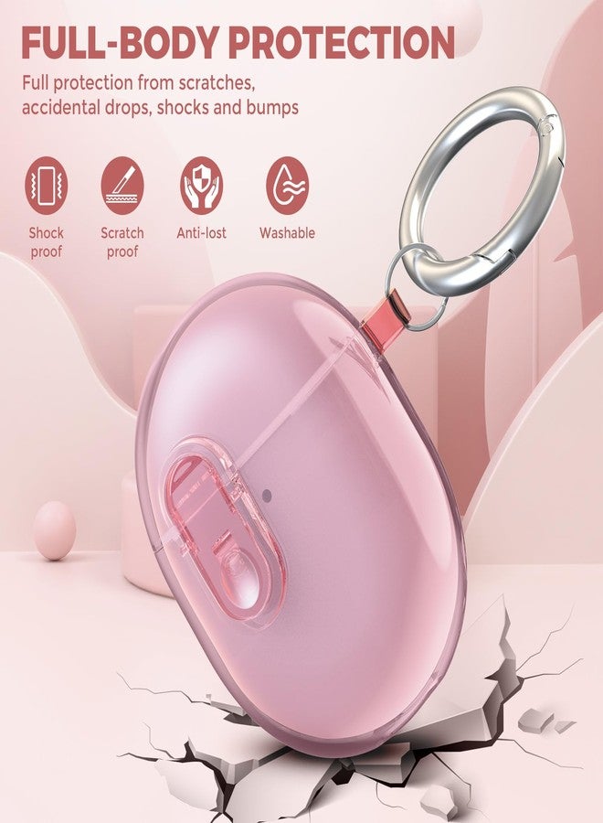 OTOPO Lock Case for Google Pixel Buds A-Series (2021) / Pixel Buds 2 Clear Case (2020) with Cleaner Kit, Soft TPU Transparent Protective Cover with Carabiner, Pink - Image 3