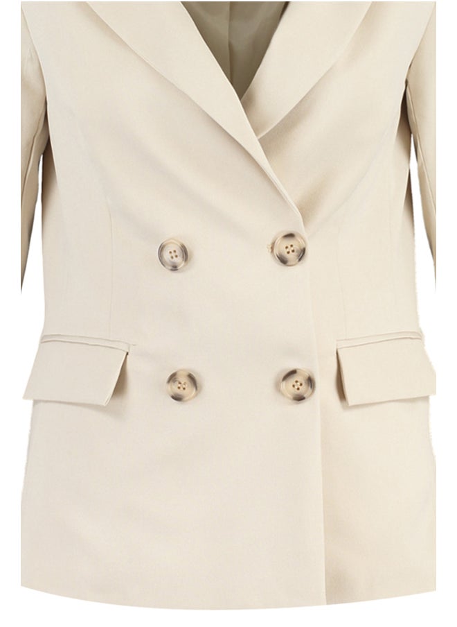 trendyol - Beige Regular Lined Double Breasted Blazer with Closure TWOSS21CE0107 - Image 1
