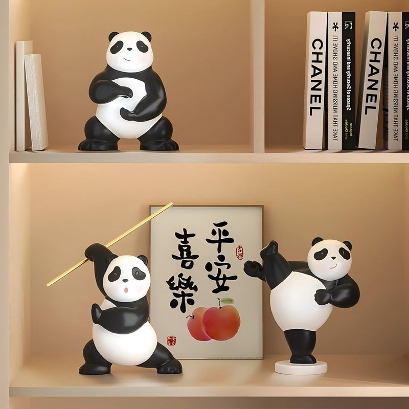 OMELPIS Resin Statue Creative Art Kung Fu Panda Kick the Leg Sculpture Ornament Modern Simple Home Office Décor Crafts for Living Room TV Cabinet Shelf Table Desk Foyer Decoration Gift H'22CM - Image 4