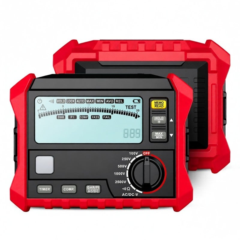 Insulation Resistance Tester: Black & Red HT5205 With Automatic Release Voltage Function, Variable Rated Output Voltage - Automatic Shutdown Function, High-Precision Resistance Tester For Electrical E - Image 3