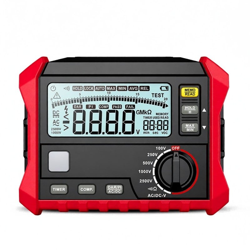 Insulation Resistance Tester: Black & Red HT5205 With Automatic Release Voltage Function, Variable Rated Output Voltage - Automatic Shutdown Function, High-Precision Resistance Tester For Electrical E - Image 1