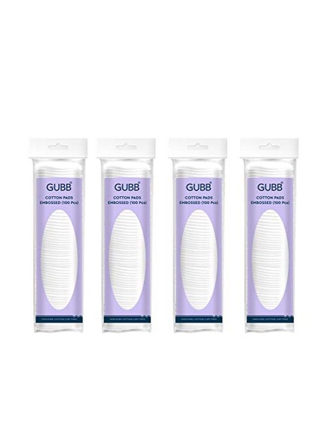 GUBB Cotton Pads For Face Cleansing Makeup Remover Cotton Pads Embossed Pack Of 4 100 Pieces Each - Image 1