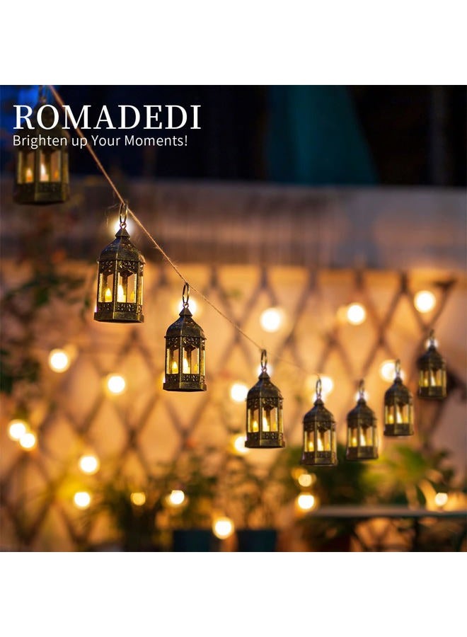 Romadedi 10pcs Mini Lanterns Decorative for Centerpiece Hanging Small Gold Lantern Bulk with Flickering LED Candles for Halloween Decorations, Wedding Decor, Christmas Table, Batteries Included - Image 3