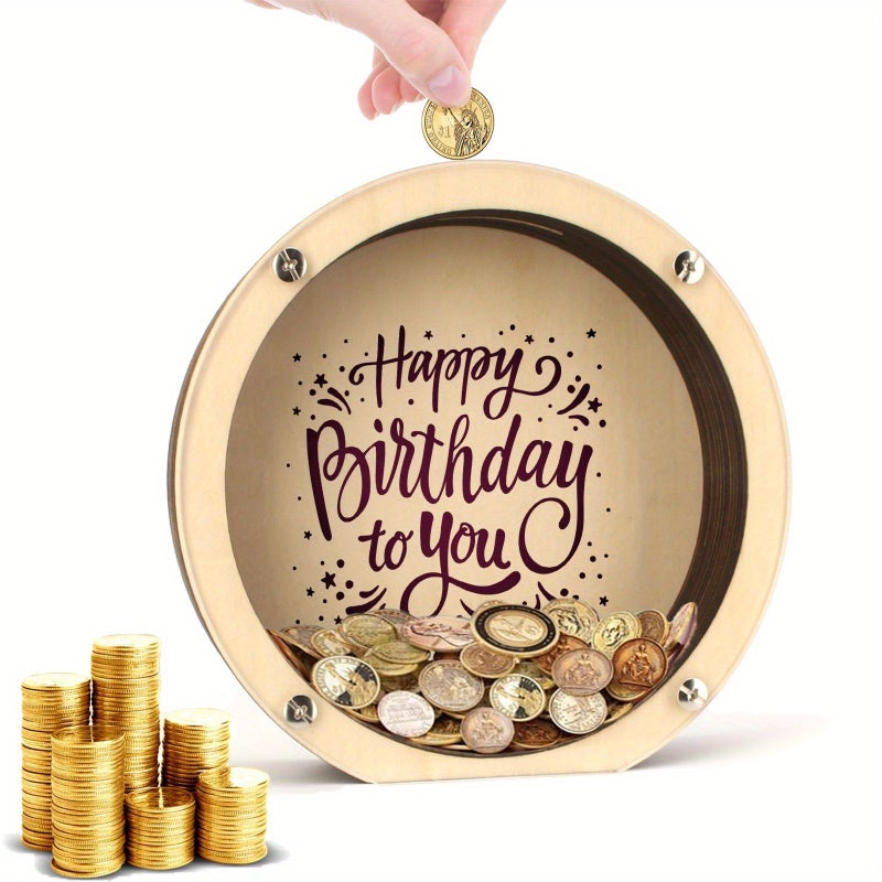 1pc Rounded Money Box Decent Birthday Penny Bank Home Decor Building Tool - Image 1