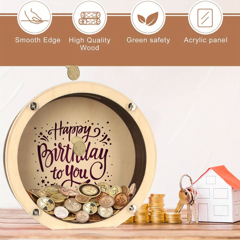 1pc Rounded Money Box Decent Birthday Penny Bank Home Decor Building Tool - Image 2