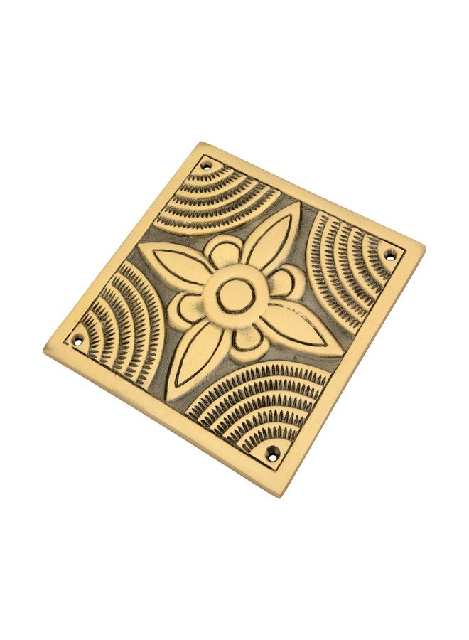 DEVDECOR, Vintage Brass Door Decorative Plate - 6 x 6 Embossed Floral Design Wall or Door Accent Hardware - Image 4