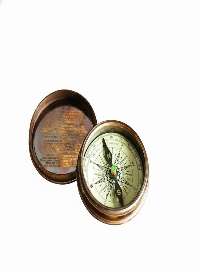 Geniadity- Vintage Brass Compass with Leather Case - Working Compass, Pocket Compass for Boating Hiking Camping Gift for Men Women Kids (NA1174) - Image 3