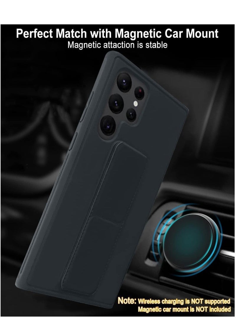 Raxoom Samsung Galaxy S22 Back Stand Leather Case & Cover with Magnet Holder & Hand Grip - Image 3