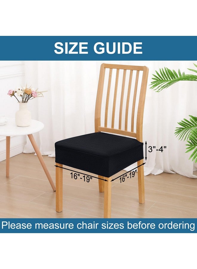 smiry أغطية مقاعد مقاومة للماء من سميري لمقاعد غرفة الطعام مجموعة من 6، قماش جاكار قابل للتمدد قابل للإزالة قابل للغسل لحماية مقاعد الكراسي، بدون أغطية خلفية، أسود - Image 2