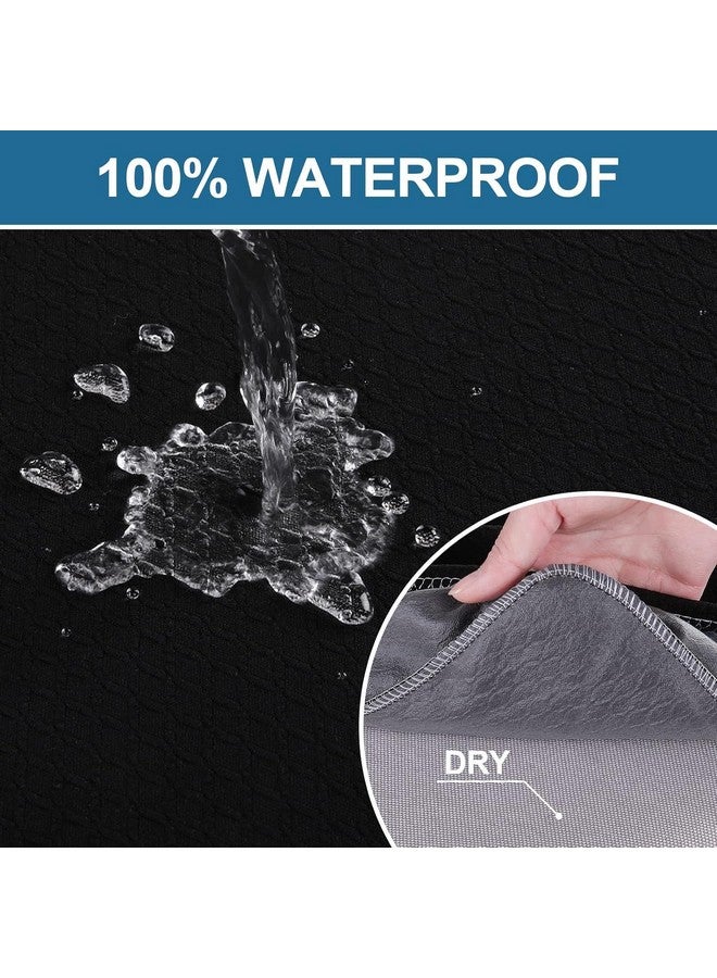 smiry أغطية مقاعد مقاومة للماء من سميري لمقاعد غرفة الطعام مجموعة من 6، قماش جاكار قابل للتمدد قابل للإزالة قابل للغسل لحماية مقاعد الكراسي، بدون أغطية خلفية، أسود - Image 3