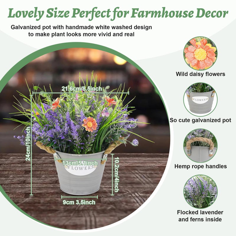 MIXROSE Fake Plants Purple Lavender Flowers in Pot 10" Tall Faux Artificial Potted Plant Greenery for Home Kitchen Patio Coffee Table Farmhouse Aesthetic Bedroom Bathroom Decor - Image 2