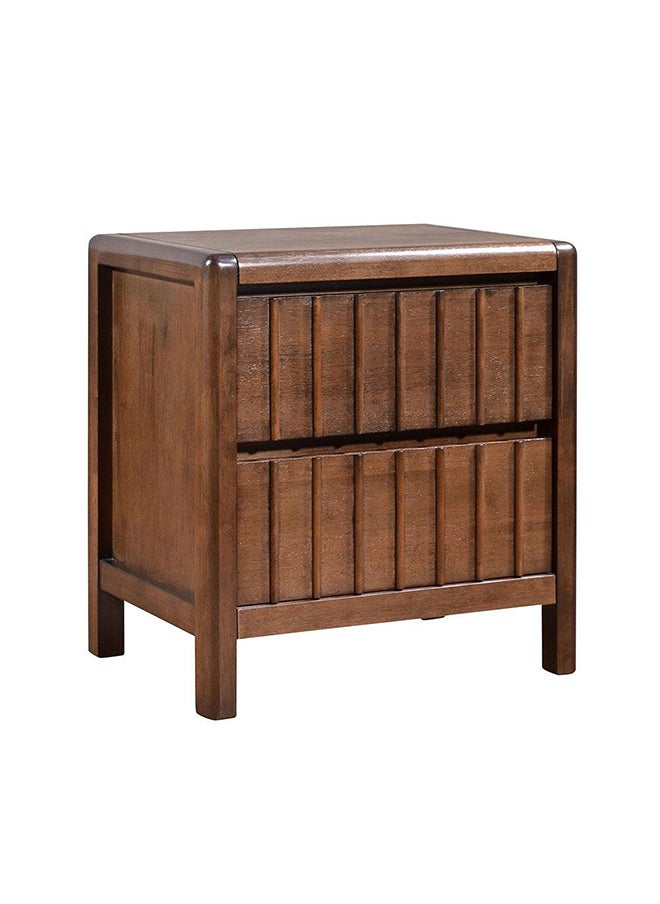 DANUBE HOME Tahiti 2 Drawer Night Stand Multifunctional Bedside Table Space Saving Nightstand End Table Storage Modern Design Furnitures For Bedroom 55x40x60 cm Dark Walnut  - Image 3