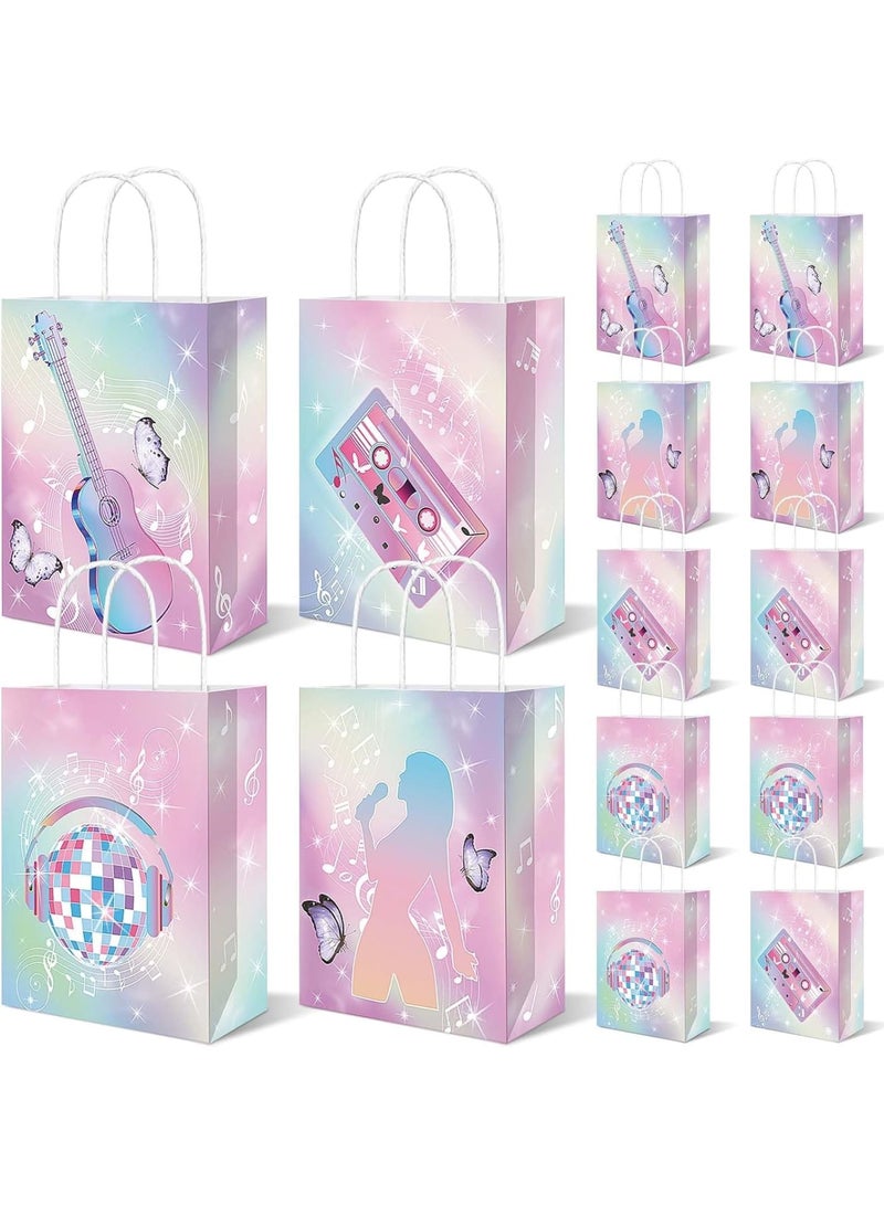KASTWAVE Singer Theme Party Party Gift Bags, 24 Pcs Popular Music Theme Gradient Tint Paper Favor Boxes, Double Sided Pattern Pop Star Theme Party Supplies for Birthday, Wedding, Bridal Shower - Image 1