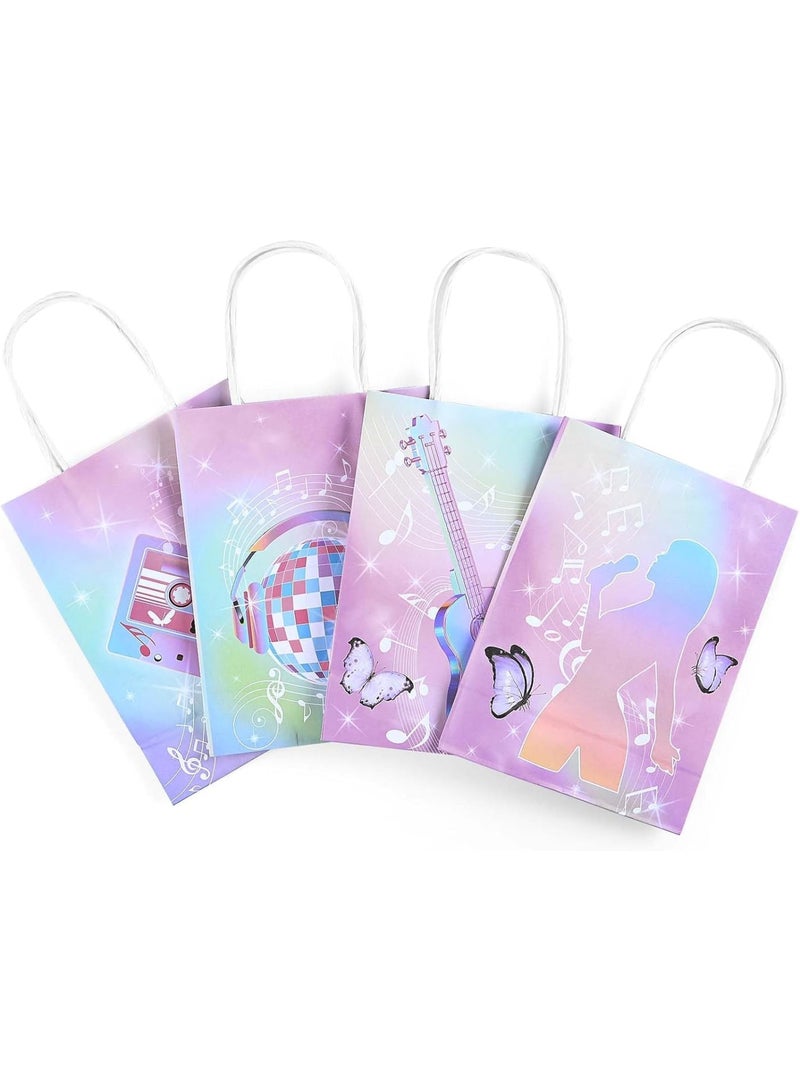 KASTWAVE Singer Theme Party Party Gift Bags, 24 Pcs Popular Music Theme Gradient Tint Paper Favor Boxes, Double Sided Pattern Pop Star Theme Party Supplies for Birthday, Wedding, Bridal Shower - Image 5