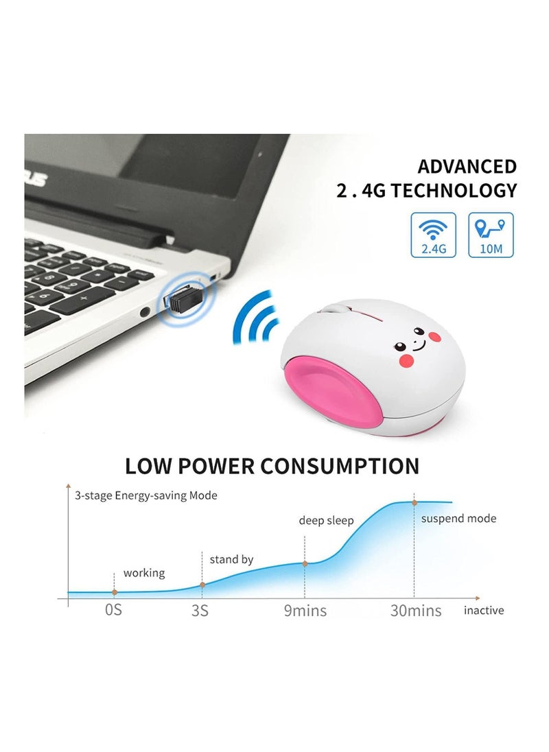 Y&D - Wireless Mouse, 2.4Ghz Cute Smiley Bun Egg Shape Cartoon Silent Computer 1600dpi Quiet Portable Mobile Optical Travel Mute Cordless Mouse for Notebook Kid Gift - Image 1
