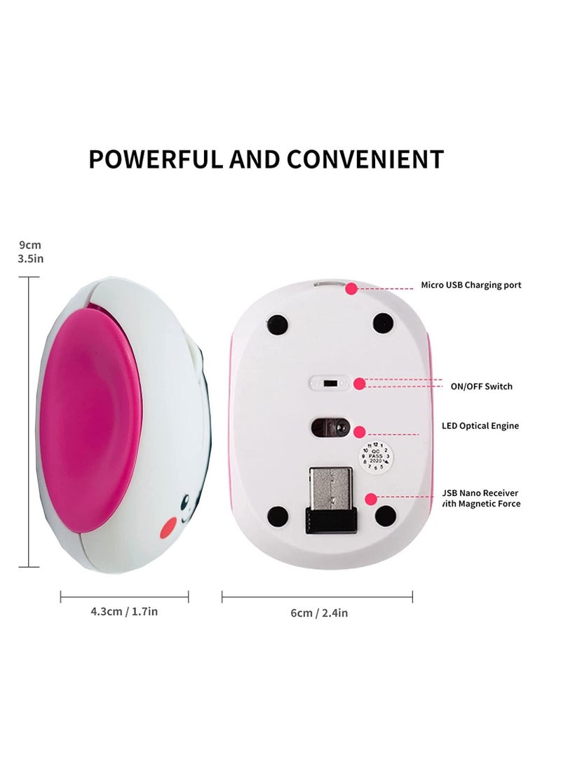 Y&D - Wireless Mouse, 2.4Ghz Cute Smiley Bun Egg Shape Cartoon Silent Computer 1600dpi Quiet Portable Mobile Optical Travel Mute Cordless Mouse for Notebook Kid Gift - Image 1