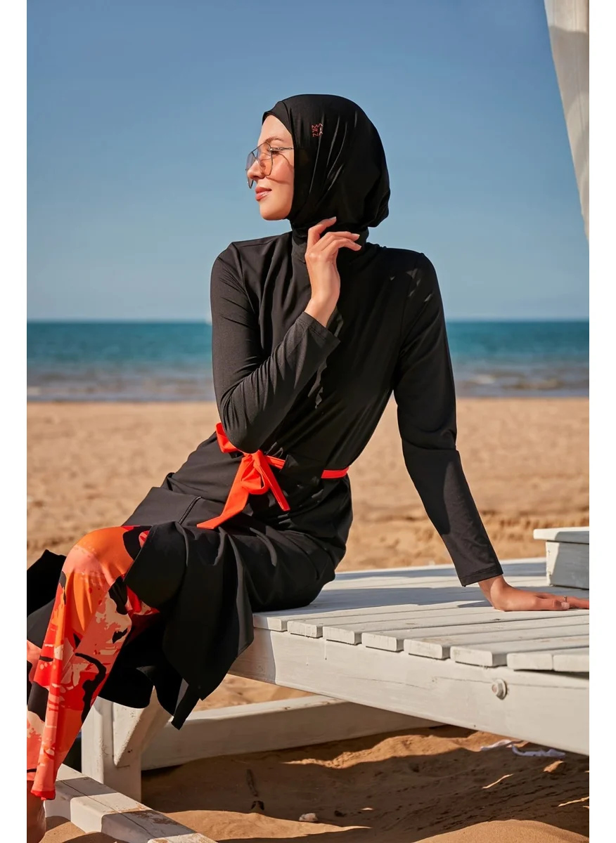 مارينا Parachute Black Fully Covered Hijab Swimsuit M2311