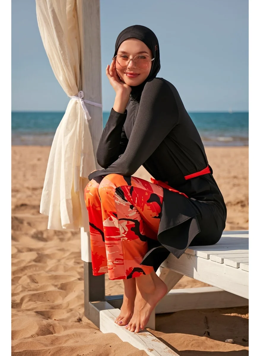 مارينا Parachute Black Fully Covered Hijab Swimsuit M2311