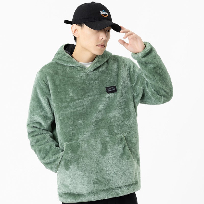 New autumn and winter lovers double-control nine-zone heating sweater coral fleece heating coat thickened heating warm coat bean green - Image 1