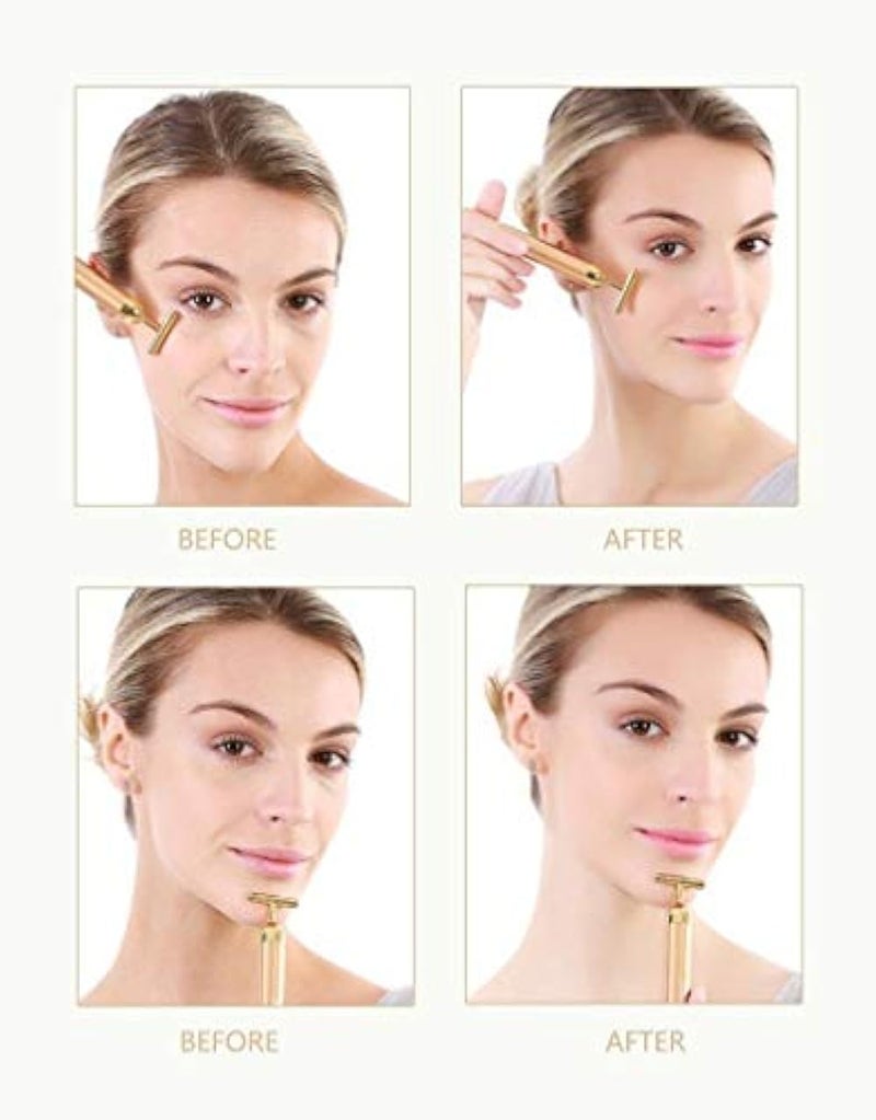 NuSense 24K Gold Beauty Bar Face Massager T-Shape Lift Slimming Stick Anti-Wrinkles,Skin Tightening,Face Firming,Eliminate Dark Circles - Image 3