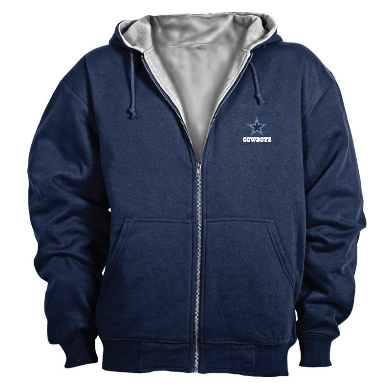 dunbrooke NFL Dallas cowboys Craftsman Full Zip Thermal Hoodie NavyGrey 5X