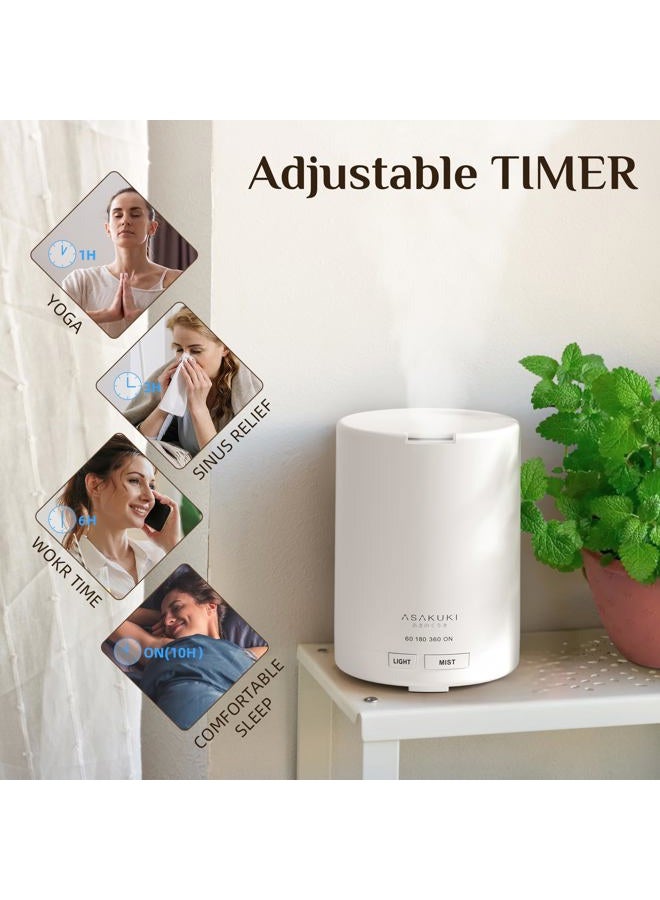 ASAKUKI 300ML Essential Oil Diffuser, Quiet 5-in-1 Premium Humidifier, Natural Home Fragrance Aroma Diffuser with 7 LED Color Changing Light and Auto-Off Safety Switch-Upgraded Version - Image 5