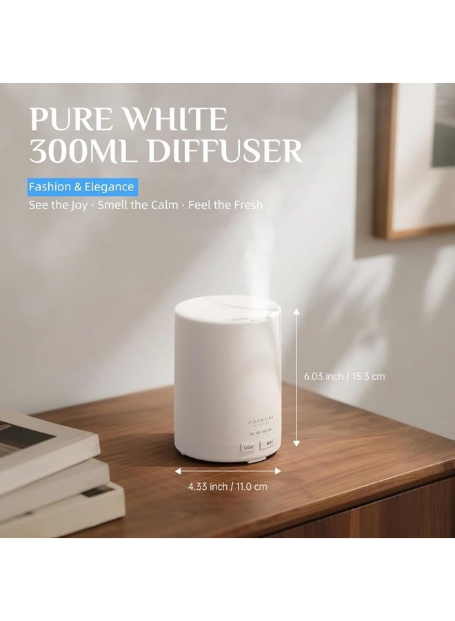 ASAKUKI 300ML Essential Oil Diffuser, Quiet 5-in-1 Premium Humidifier, Natural Home Fragrance Aroma Diffuser with 7 LED Color Changing Light and Auto-Off Safety Switch-Upgraded Version - Image 2