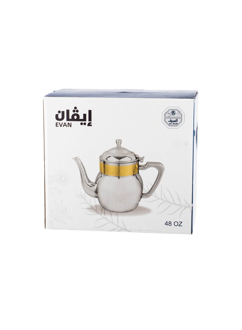 السيف  أبريق شاي ستانلس استيل مع نقش ذهبي من السيف المقاس 1.360 لتر - Image 4